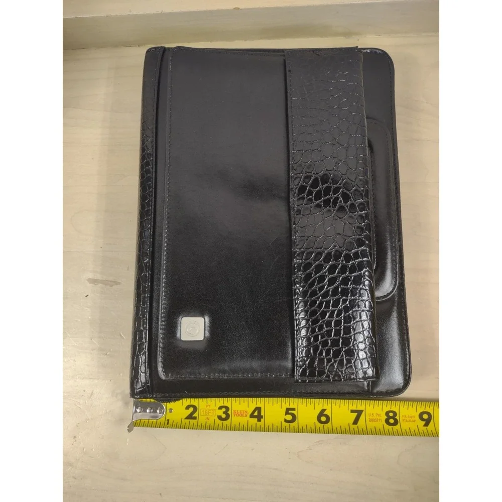 Vtg Franklin Covey 365 Planner 8.5 x 11 Black Faux Croc USA Zip Handles 7 Ring